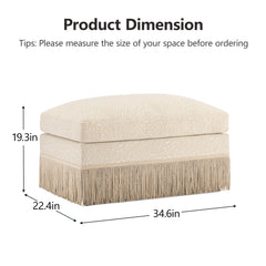 Leopard Print Chenille Modular Ottoman, Upholstered Footrest with Tassel Trim