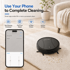 PrettyCare C2-v2 Robot Vacuum and Mop Combo Cleaner, 3-in-1, 8000Pa Suction, 5200mAh Battery, Black