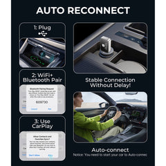 Muzpu Wireless CarPlay Adapter for iOS Cars - Plug & Play, Auto Connect, Fast Stable CarPlay, 5.8GHz WiFi BT 5.3, Upgrade Wired to Wireless -Black