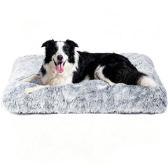 Juyafio Large Plush Dog Pet Bed,Machine Washable Mat with Non-Slip Bottom for Large and Medium Dogs, 43"x30" Gray Anti Anxiety Fluffy Bed