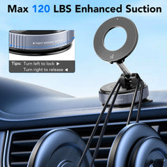Magnetic Phone Holder for Car, Suction Cup Car Phone Holder for Windshield and Dashboard, 360° Adjustable Car Phone Mount with Strongest N60 Magnets, Compatible for iPhone17-12 Pro Max and Android