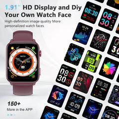 IOWODO Smart Watch for Women and Men, 1.91'' Bluetooth Calling Digital Watch, Fitness Tracker, 100+ Sports Modes, IP68 Waterproof, Android iPhone Compatible, Purple
