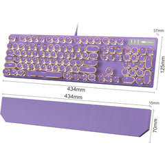 MageGee Retro Typewriter Mechanical Gaming Keyboard, 104-Key Wired USB, Blue Switches, RGB Rainbow Backlit, Purple