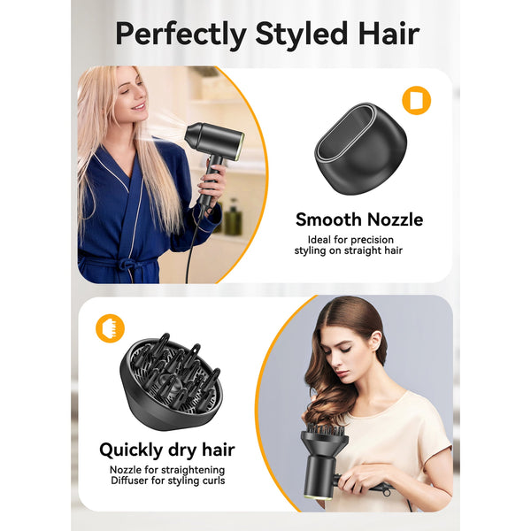 Hair Dryer,Juyafio 150000RPM Upgraded Professional Ionic Blow Dryer with diffuser for Women Men